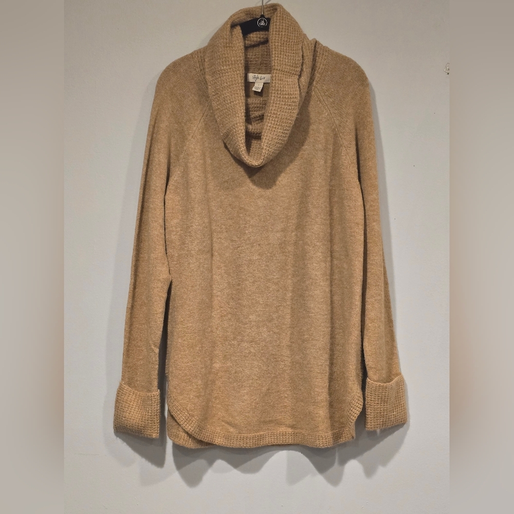 Style & Co. Camel Cowl Neck Sweater Size L